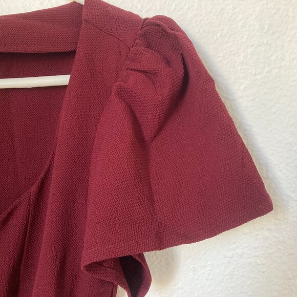 ASOS DESIGN button through midi tee dress with tie back in cherry red, Size 6 - Picture 3 of 4